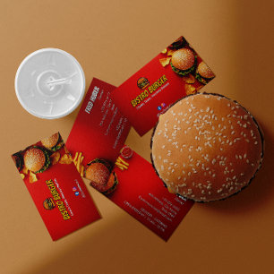 Burger Restaurang Business Minimalistisk ljusröd Visitkort