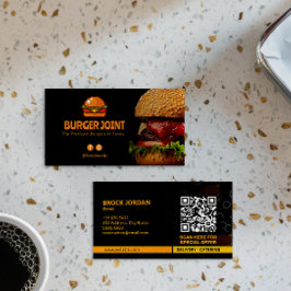 Burger Restaurang Business | Minimalistisk Mörk Visitkort