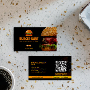 Burger Restaurang Business   Minimalistisk Mörk Visitkort