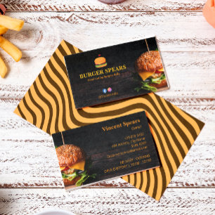 Burger Restaurang Business   Minimalistisk Mörk Wo Visitkort