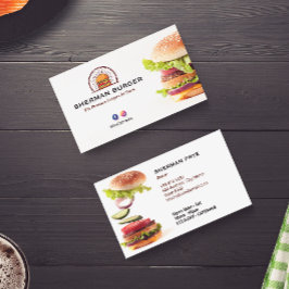Burger Restaurang Business | Minimalistisk vit Visitkort