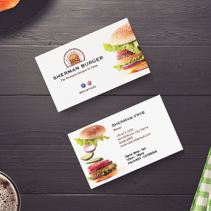 Burger Restaurang Business Minimalistisk vit Visitkort