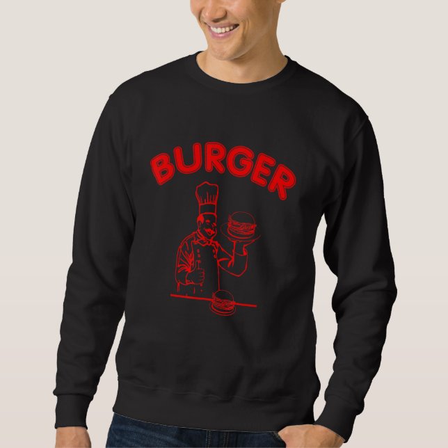 Burger skräpmat snacks snabbmat lång ärmad tröja (Framsida)