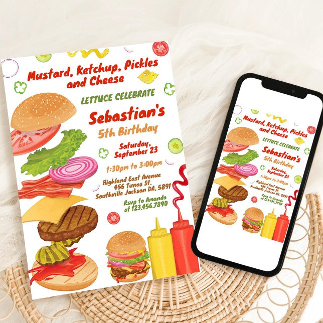 Burger Snackfest Födelsedagsinbjudan Inbjudningar (Skapare uppladdad)