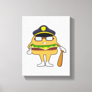 Burger som polis med polishatt canvastryck