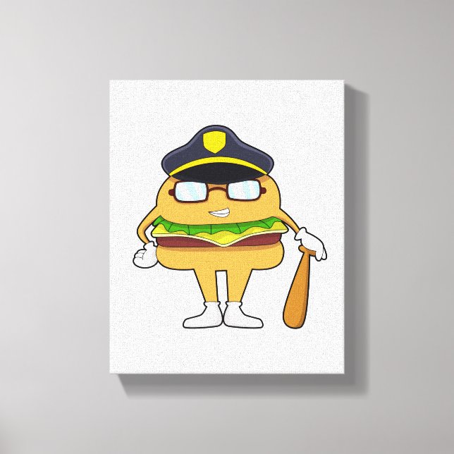 Burger som polis med polishatt canvastryck (Framsida)