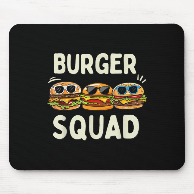 Burger Squad Funny Hamburger Fast Foodie Älskare B Musmatta (Framsidan)