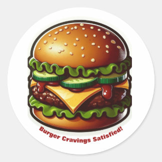 Burger Sticker Food Cravings Smet Design Runt Klistermärke