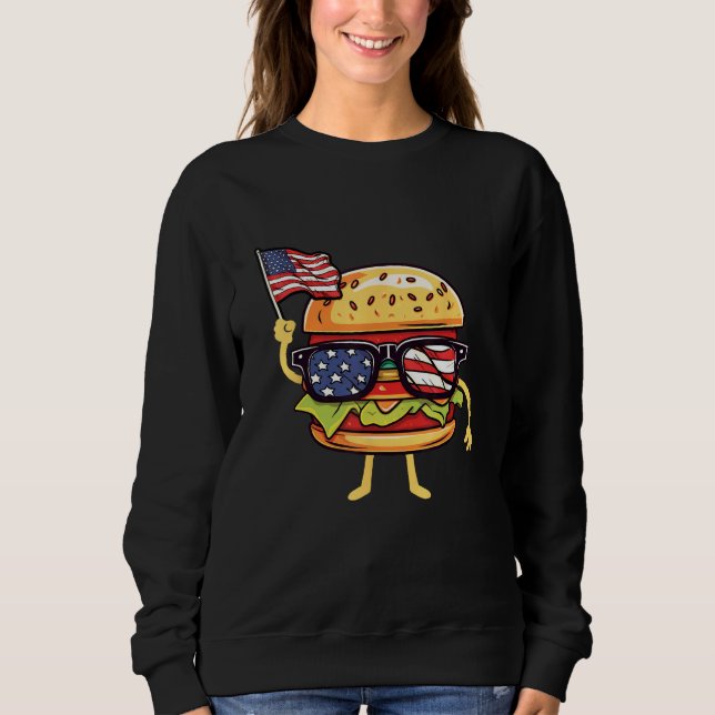Burger Sunglasses American Flag USA 4th Of July T Shirt (Framsida)