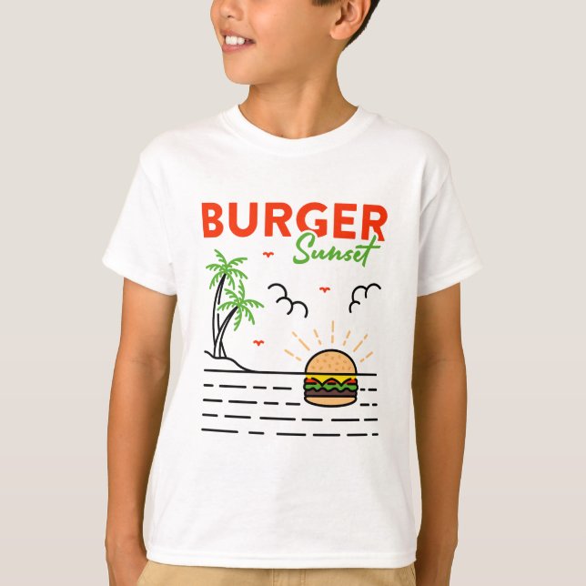 Burger Sunset T Shirt (Framsida)