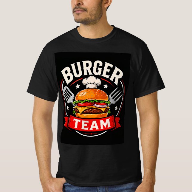 🍔 Burger Team Snabbmat Restaurang Uniform  T Shirt (Framsida)