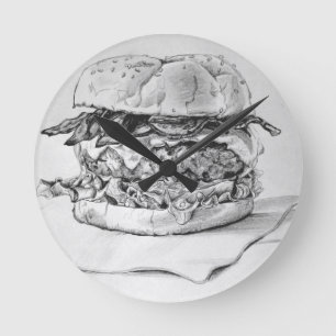 Burger Teckning Clock Rund Klocka
