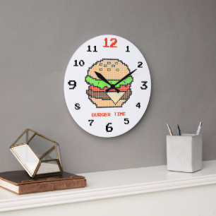 Burger Time – Pixel Art Design Stor Klocka