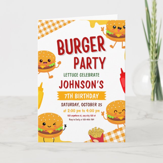 Burgerfest Födelsedagsinbjudan, Trädgårds BBQ  Inbjudan (Framsida)