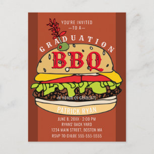 Burgerinbjudan till Studenten BBQ Party Vykort