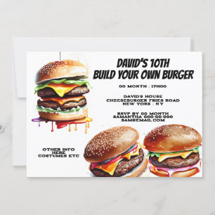 Burgerpommes frites bygger din egen snabbmat party inbjudningar