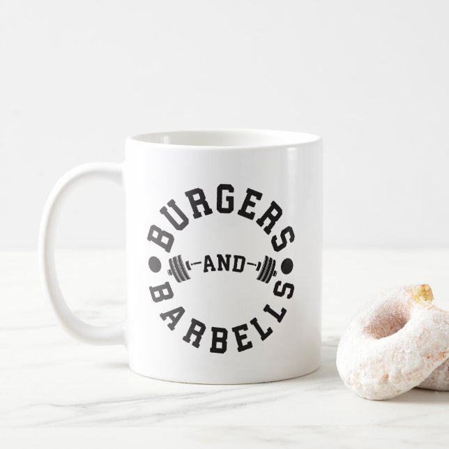 Burgers and Barbells - Funny Workout Motivational Kaffemugg (Med munk)