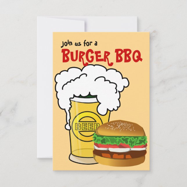 Burgers and Beer Summer Roligt Party bjudande in Inbjudningar (Framsida)