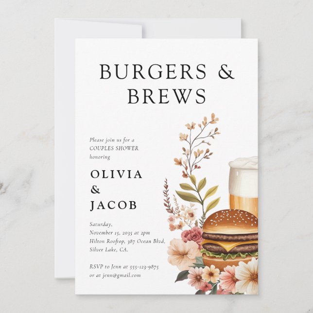Burgers and Brews Par Shower-inbjudan Inbjudningar (Framsida)