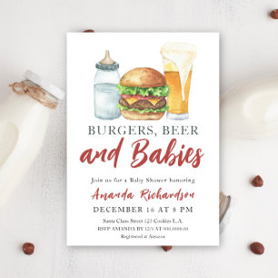 Burgers, BEER and Baby - Baby Shower Inbjudningar