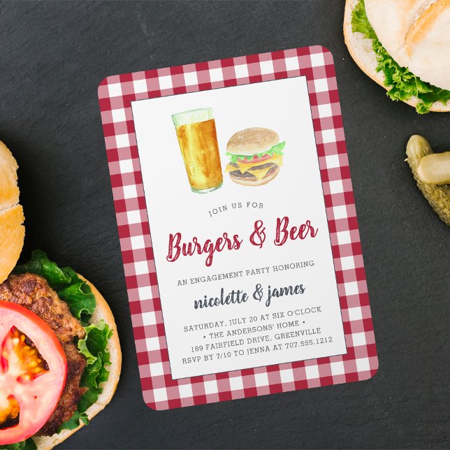 Burgers & Beer Förlovningsfest Call Inbjudningar (Skapare uppladdad)