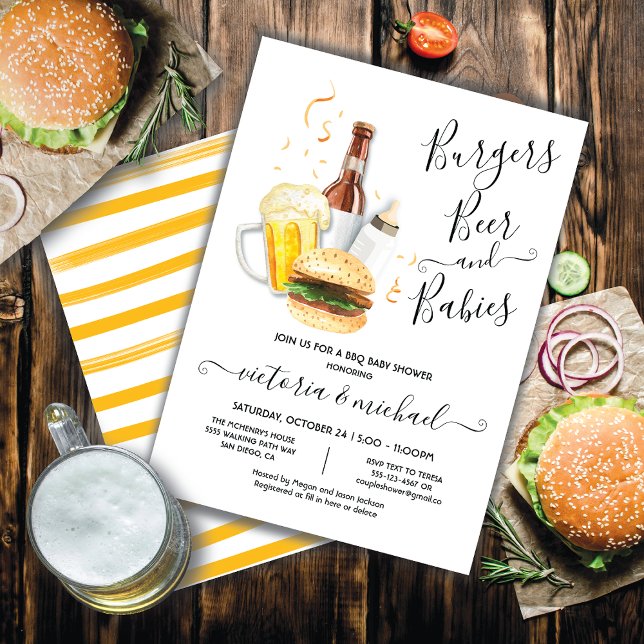 Burgers Beer och Spädbarn Baby Shower Inbjudningar (Skapare uppladdad)
