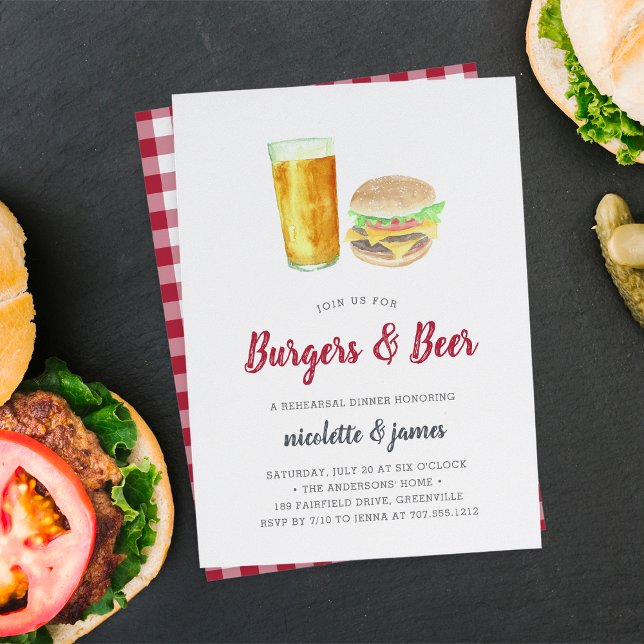 Burgers & Beer Rehearsal Middagsinbjudan Inbjudningar (Skapare uppladdad)