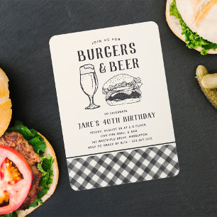 Burgers & Beer valfri Tillfälle eller Födelsedagsf Inbjudningar