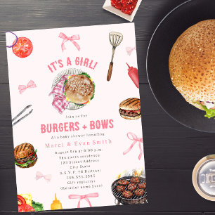 Burgers + Bows Cookout Girl Baby Shower-inbjudan Inbjudningar