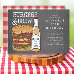 Burgers & Brew Barbecue Birthday-inbjudan Inbjudningar