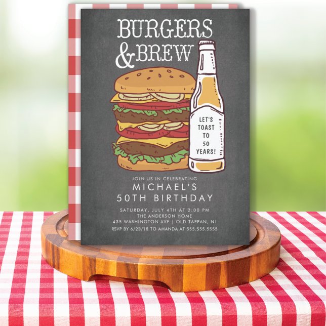 Burgers & Brew Barbecue Birthday-inbjudan Inbjudningar (Skapare uppladdad)