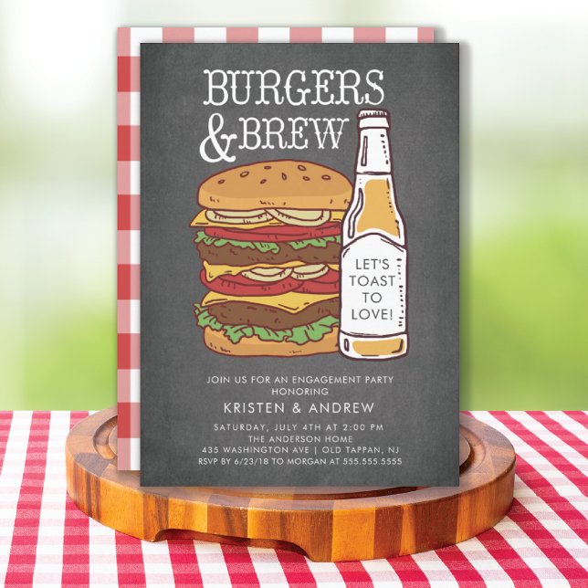 Burgers & Brew Barbecue-inbjudan till Förlovning Inbjudningar (Skapare uppladdad)