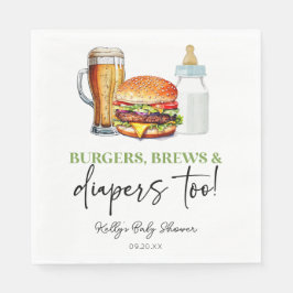 Burgers Brews and Diapers Too! Baby Shower Pappersservett