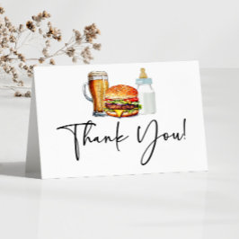 Burgers Brews and Diapers Too! Baby Shower Tack Kort