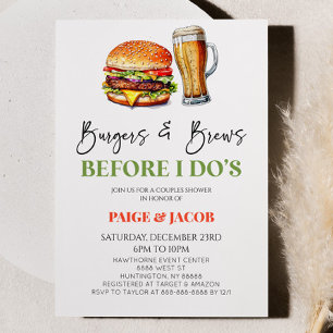 Burgers & Brews Innan jag kör Par Shower Inbjudningar
