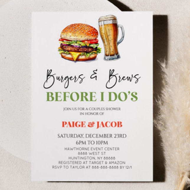 Burgers & Brews Innan jag kör Par Shower Inbjudningar (Skapare uppladdad)