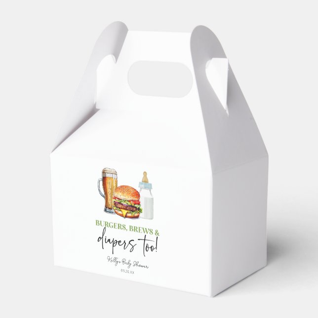 Burgers Brews och blöjor också! Barnkalas Presentaskar (Framsidan Sidan)
