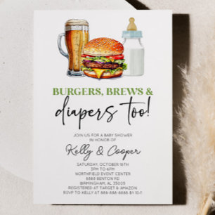 Burgers brinner också! Baby Shower Inbjudningar