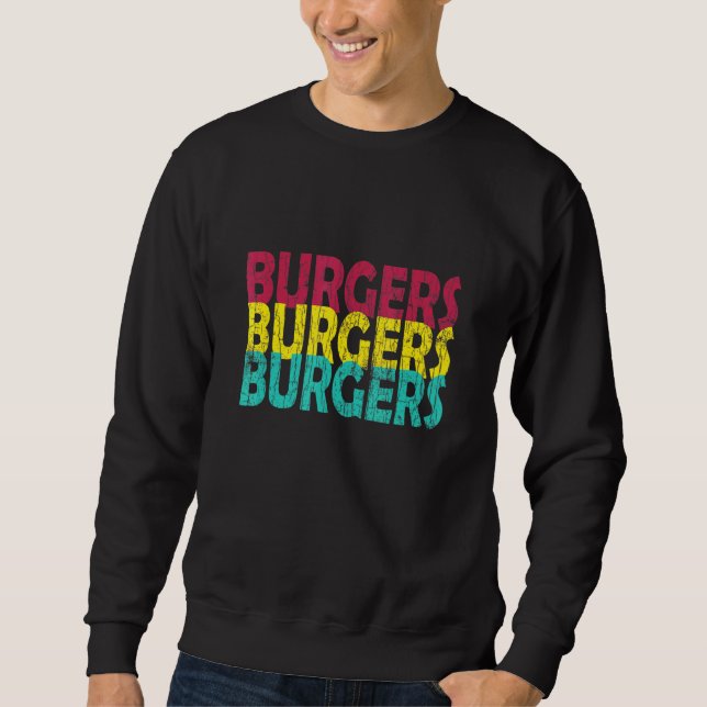 Burgers Hamburger Cheeseburger Graphic Lång Ärmad Tröja (Framsida)