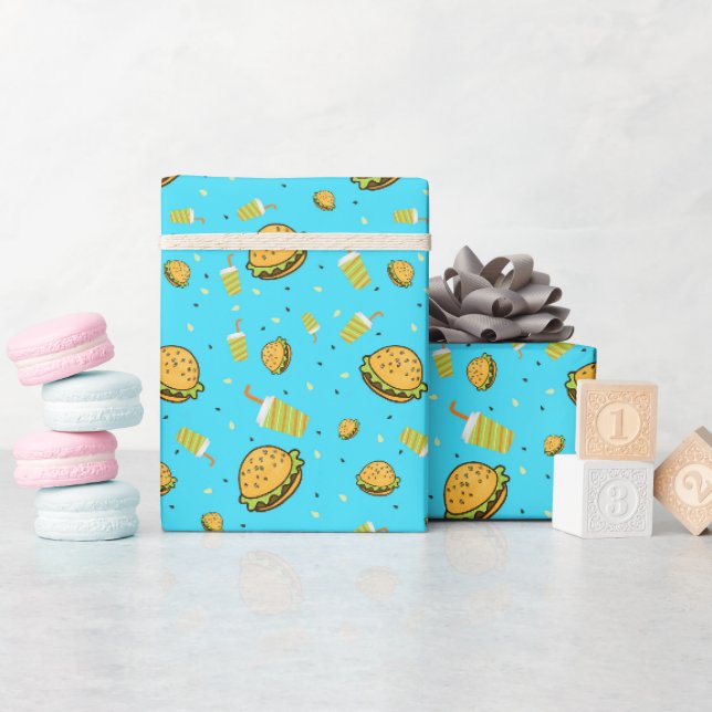 Burgers mönster presentpapper (Baby Shower)
