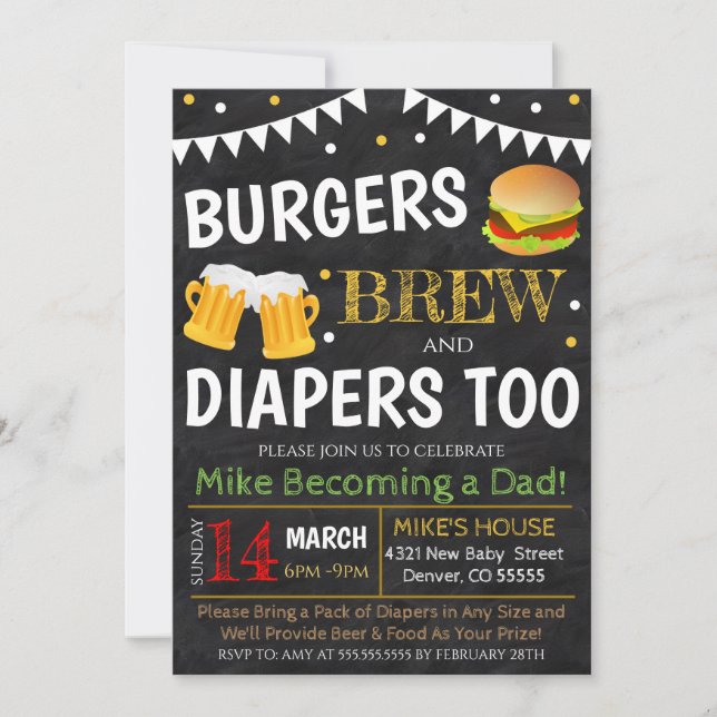 Burgers och Beer Baby Shower-inbjudan Inbjudningar (Framsida)