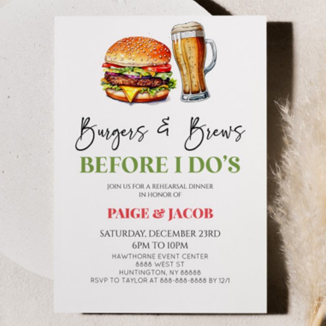 Burgers och Brews innan jag gör det! Rehearsal Din Inbjudningar (Skapare uppladdad)
