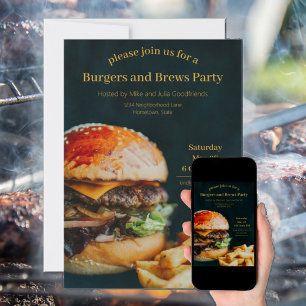 Burgers och Brews Party Inbjudningar