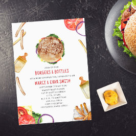 Burgers och Flaskor Hamburger Baby Shower Inbjudningar