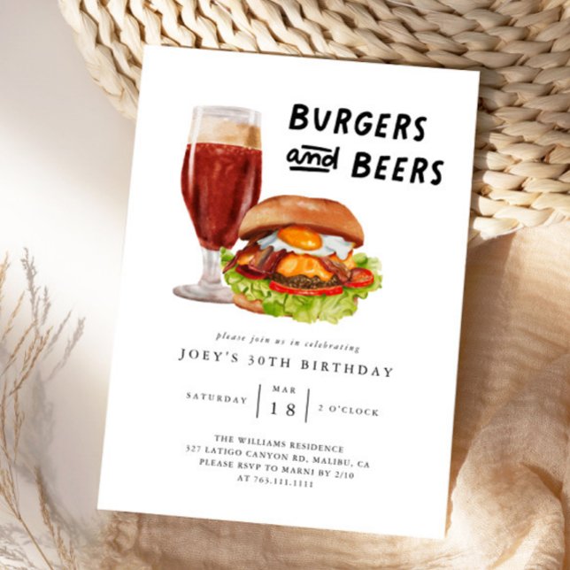 Burgers och Öl BBQ Födelsedagsfest Inbjudningar (Skapare uppladdad)