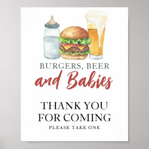 Burgers & Öl Baby dusch Tack för att du kom Poster