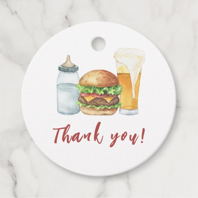 Burgers, Öl Babydusch Tack Gåvor Etiketter (Framsida)