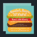 Burgers, Öl födelsedag Inbjudningar<br><div class="desc">Grattis till ditt barns speciella dag med burgers & Öl Birthday-designen. Utformningen har en stor ostburgare med tealbakgrund. Det omvända är mönster i polka dots. Du kan anpassa detta ytterligare genom att klicka på knappen "PERSONALIZE". Matcha artiklar i vår butik för ett helt tema i party. Kontakta oss på ThePaperieGarden@gmail.com...</div>