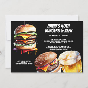 Burgers öl grillning avsvalning realistisk inbjudningar