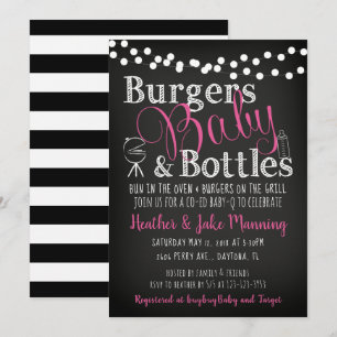 Burgers Rosa Flaskor, Girl Baby Shower-inbjudan Inbjudningar